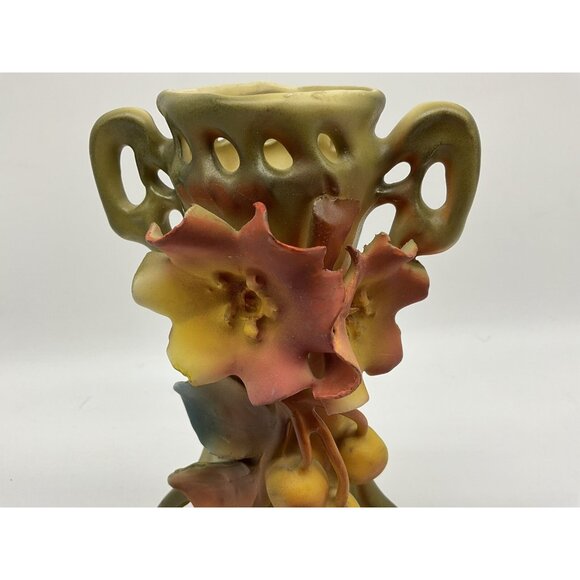 Royal Dux Antique Amphora Austrian Art Nouveau Cherries and Blossoms Vase 8.25" - Picture 5 of 16